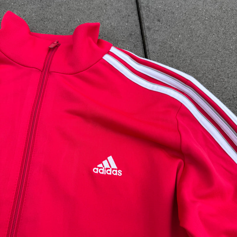 Detailansicht: Sourced limited accessories and clothes Vintage Adidas pink three-stripes track jacket – Logo, Nähte oder Material