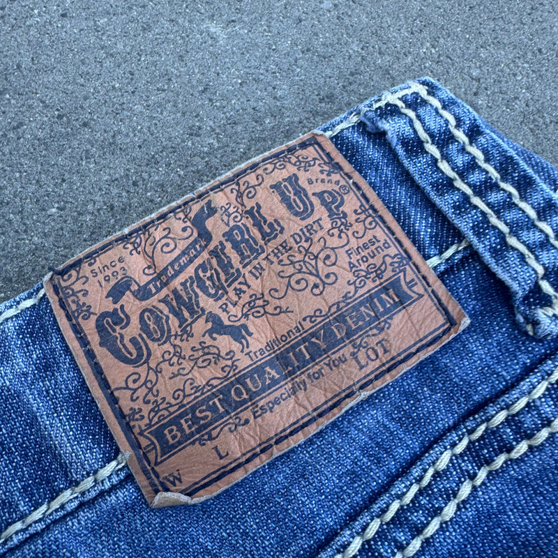 Detailansicht: Sourced limited accessories and clothes Cowgirl Up y2k wide leg vintage jeans – Logo, Nähte oder Material