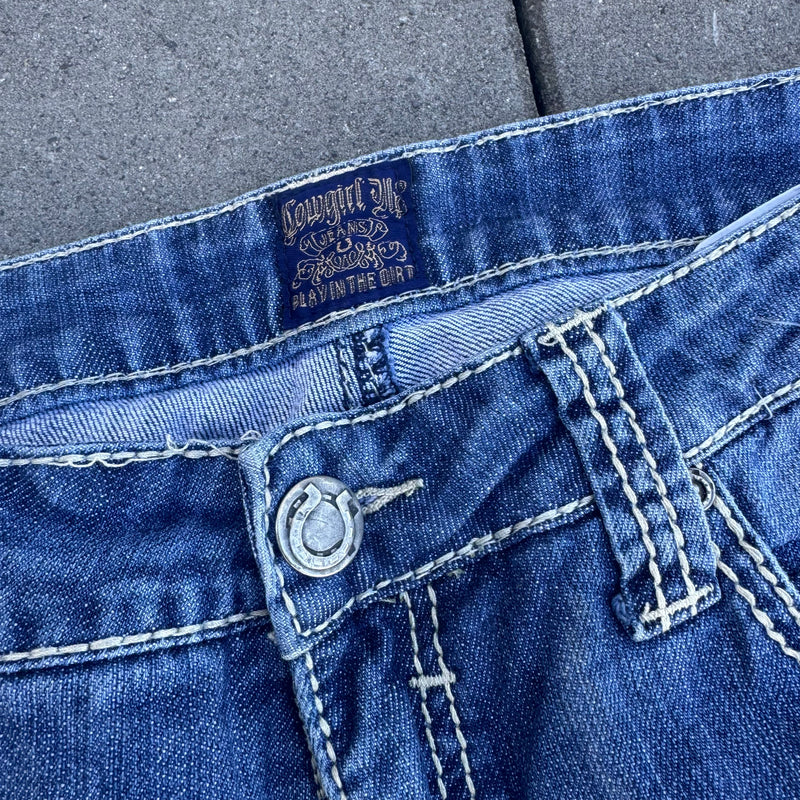 Detailansicht: Sourced limited accessories and clothes Cowgirl Up y2k wide leg vintage jeans – Logo, Nähte oder Material