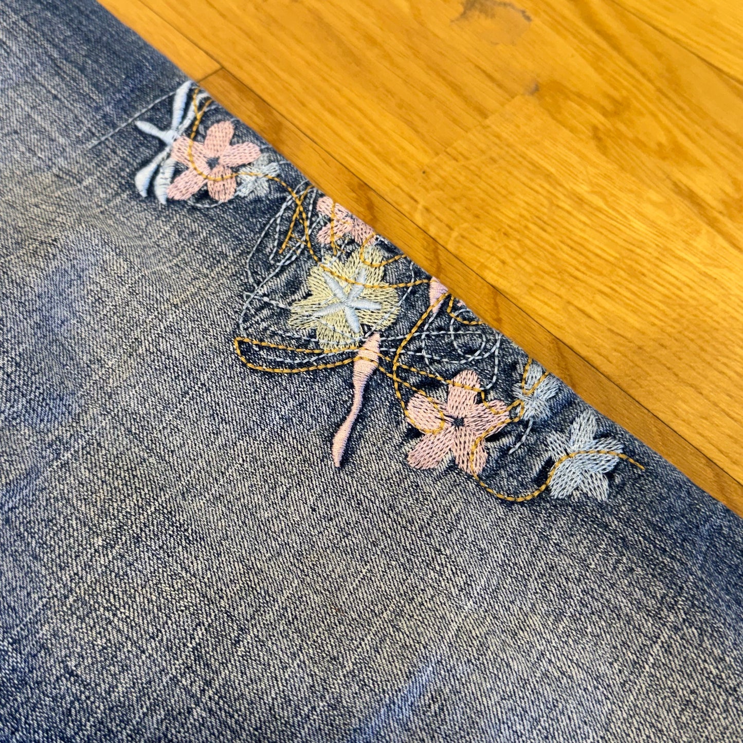 G Cause y2k bootcut floral denim jeans