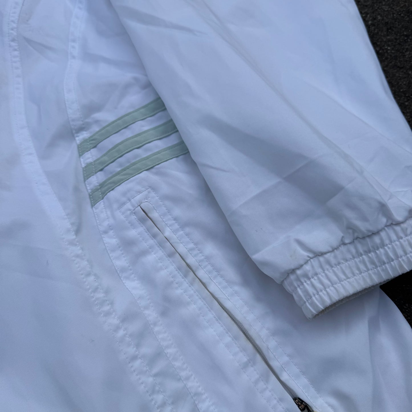 Adidas streetwear shiny white track jacket