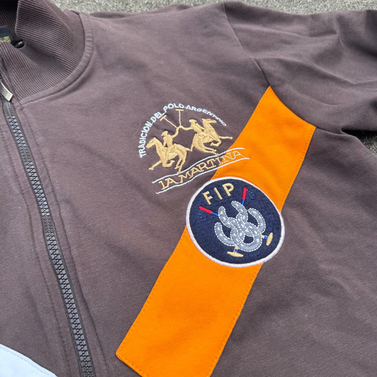 La Martina Argentina brown vintage zip-up