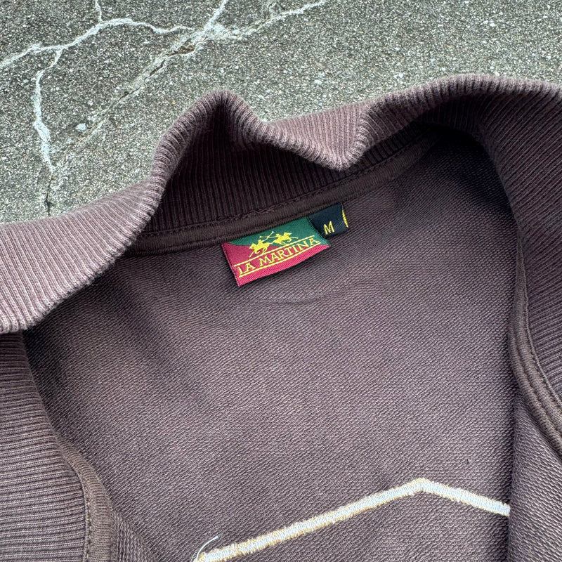 Detailansicht: Sourced limited accessories and clothes La Martina Argentina brown vintage zip-up – Logo, Nähte oder Material