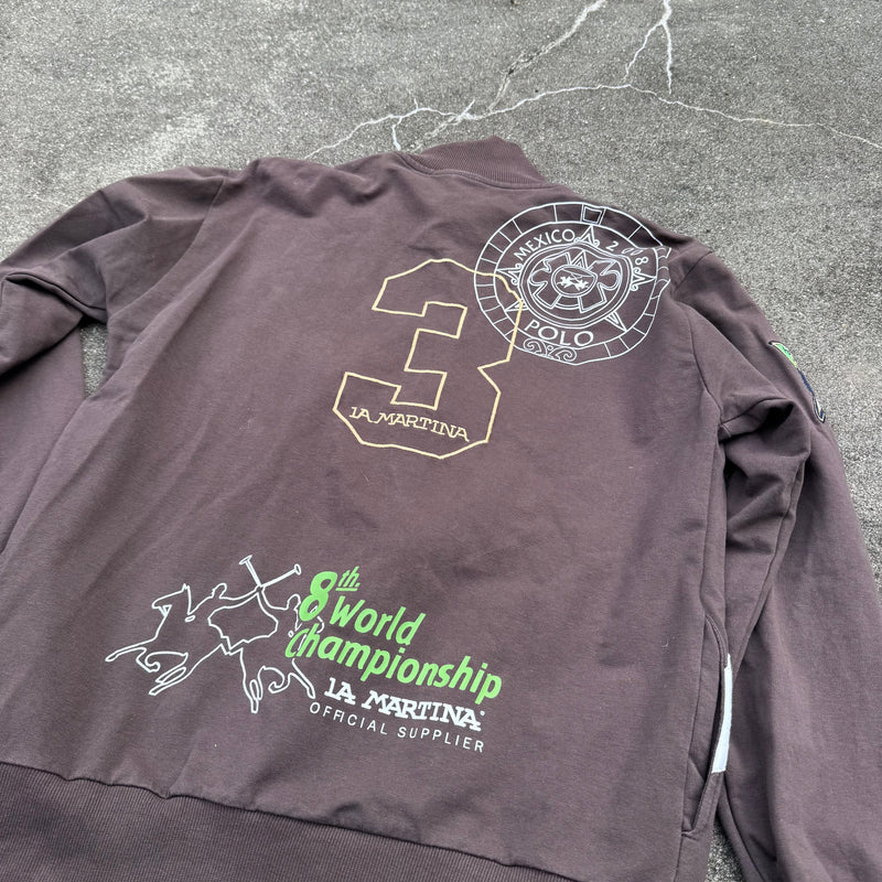 Detailansicht: Sourced limited accessories and clothes La Martina Argentina brown vintage zip-up – Logo, Nähte oder Material