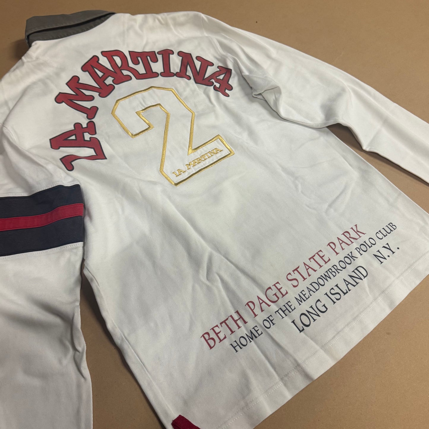 La Martina USA vintage white longsleeve polo