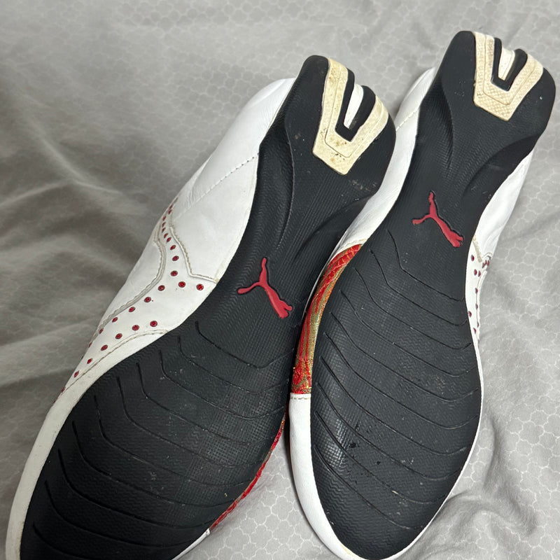 Detailansicht: Sourced limited accessories and clothes Puma Speedcat vintage Y2K white sneakers – Logo, Nähte oder Material