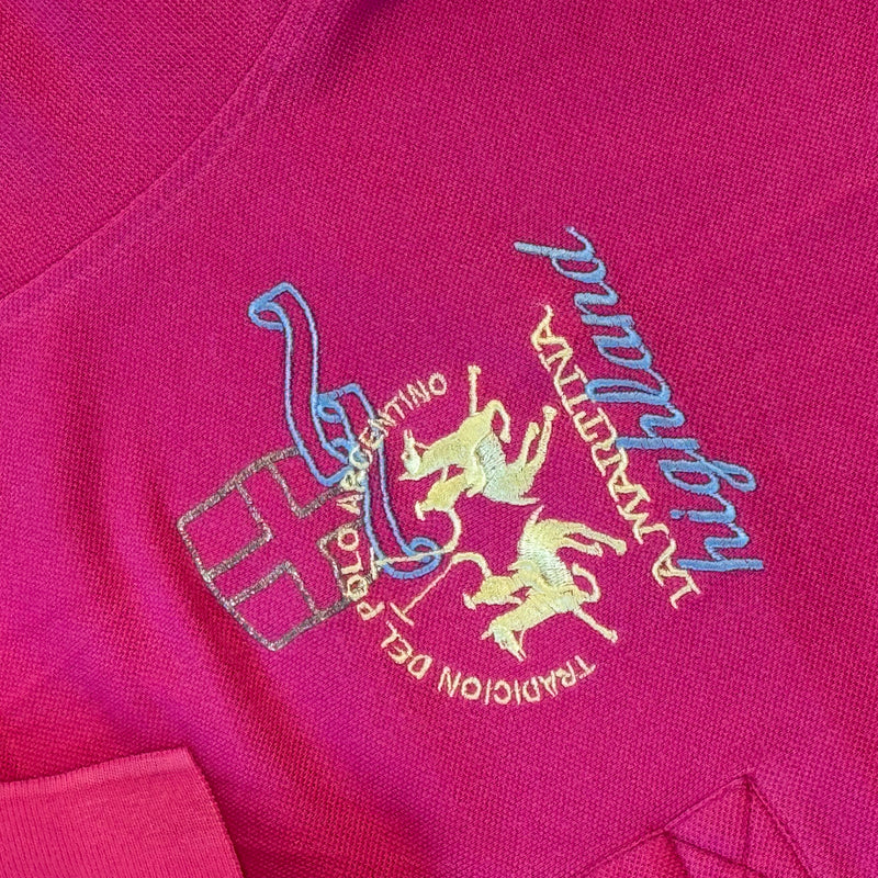 Detailansicht: Sourced limited accessories and clothes La Martina vintage pink poloshirt – Logo, Nähte oder Material