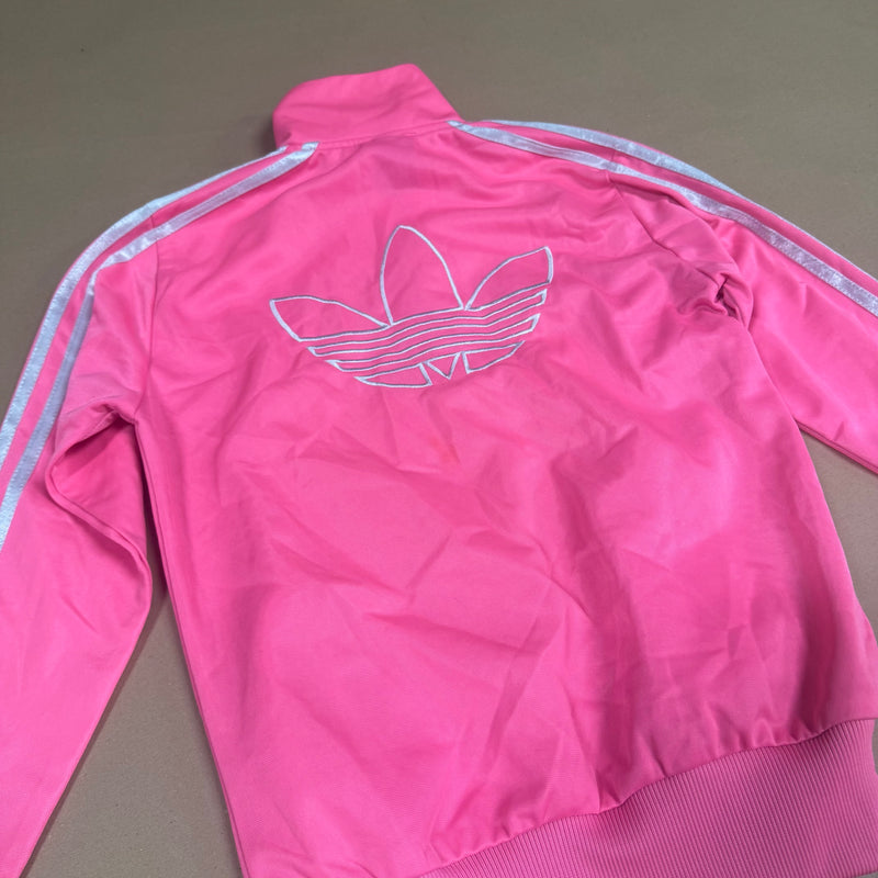 Detailansicht: Sourced limited accessories and clothes Adidas shiny pink Firebird retro track jacket – Logo, Nähte oder Material