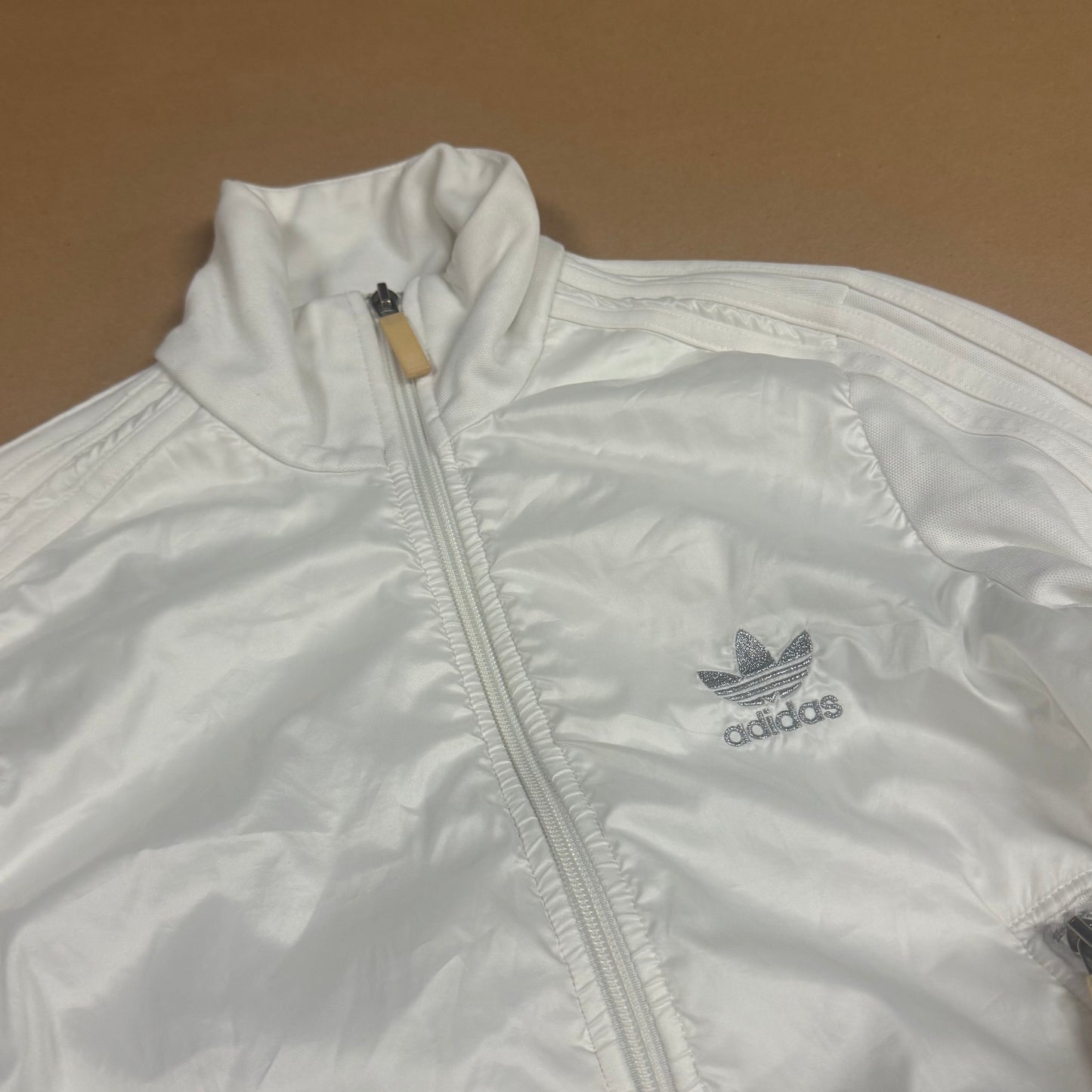 Adidas shiny white vintage 90s track jacket