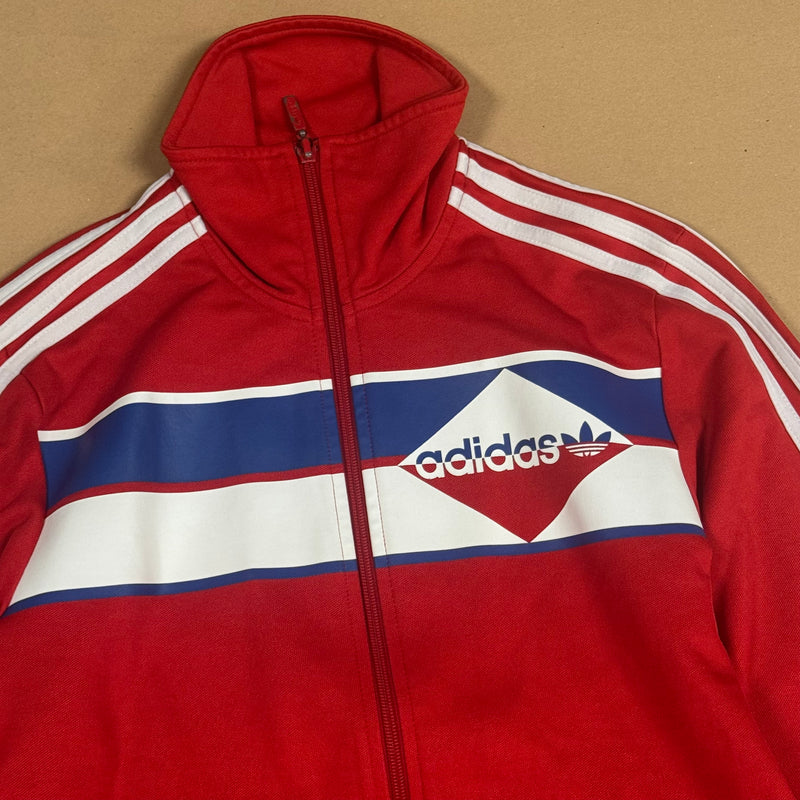 Detailansicht: Sourced limited accessories and clothes Adidas vintage 90s retro red track jacket – Logo, Nähte oder Material