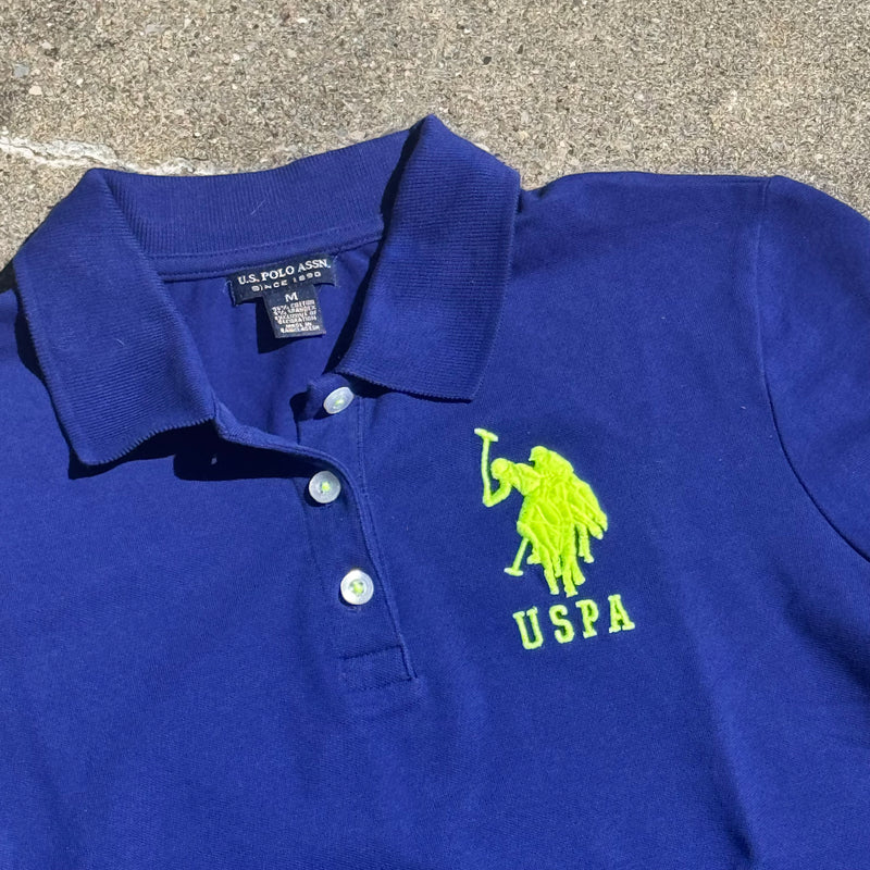 Detailansicht: Sourced limited accessories and clothes US Polo Assn vintage blue womens polo – Logo, Nähte oder Material