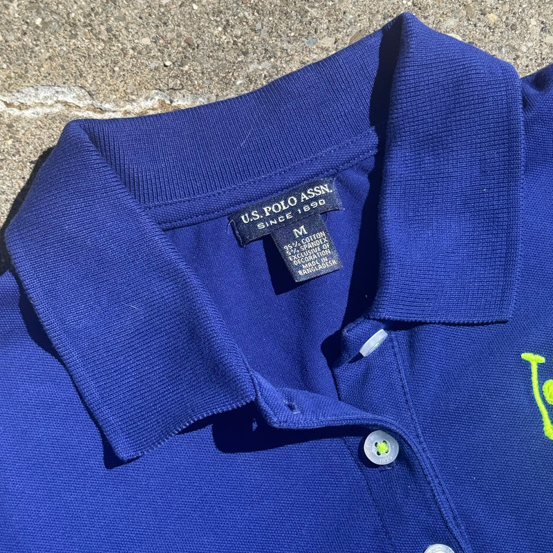 Detailansicht: Sourced limited accessories and clothes US Polo Assn vintage blue womens polo – Logo, Nähte oder Material