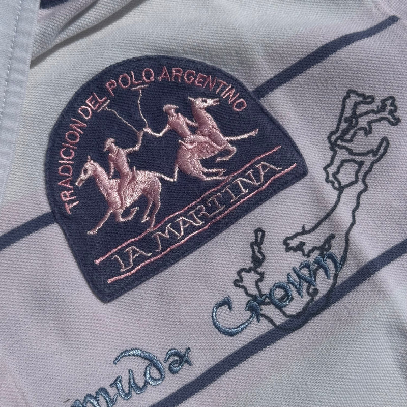Detailansicht: Sourced limited accessories and clothes La Martina Bermuda striped vintage poloshirt – Logo, Nähte oder Material