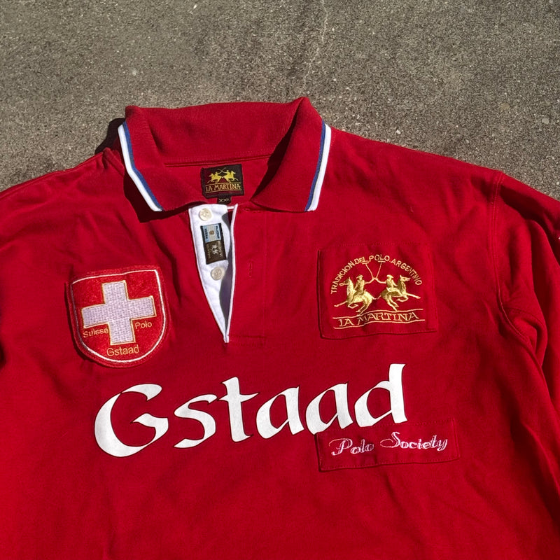 Detailansicht: Sourced limited accessories and clothes La Martina Swiss Polo Gstaad vintage longsleeve – Logo, Nähte oder Material