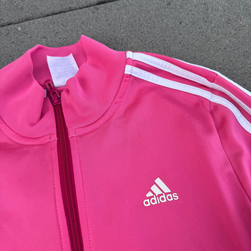 Detailansicht: Sourced limited accessories and clothes Adidas retro Y2K pink track jacket – Logo, Nähte oder Material
