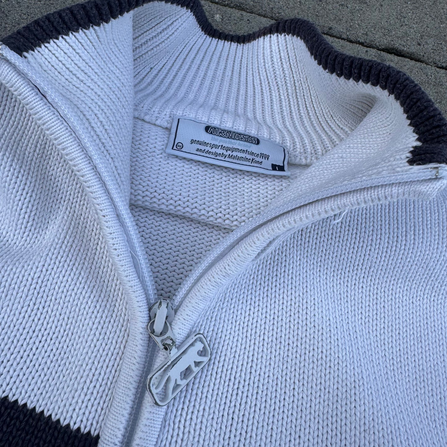 Airness vintage white knitted zip-up jacket