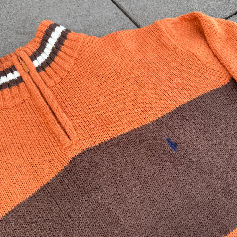 Detailansicht: Sourced limited accessories and clothes Polo Ralph Lauren vintage orange knitted sweatshirt – Logo, Nähte oder Material
