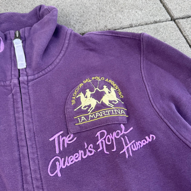 Detailansicht: Sourced limited accessories and clothes La Martina Queens Royal purple zip-up – Logo, Nähte oder Material