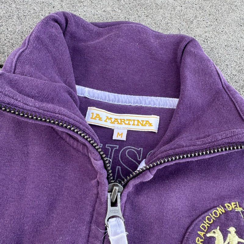 Detailansicht: Sourced limited accessories and clothes La Martina Queens Royal purple zip-up – Logo, Nähte oder Material