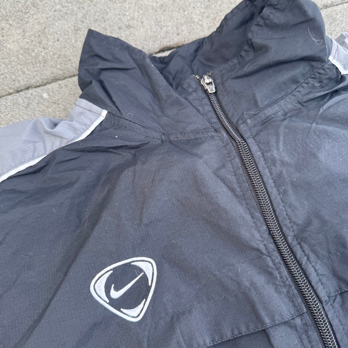 Nike Shox streetwear style black rain jacket