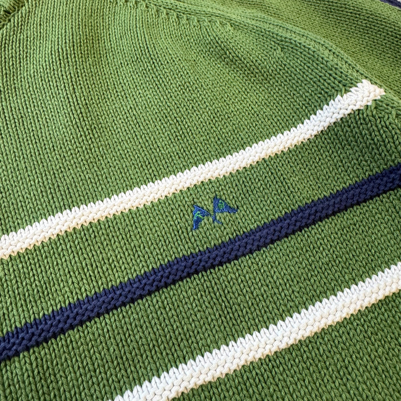 Detailansicht: Sourced limited accessories and clothes Thomas Burberry vintage green knitted jacket – Logo, Nähte oder Material