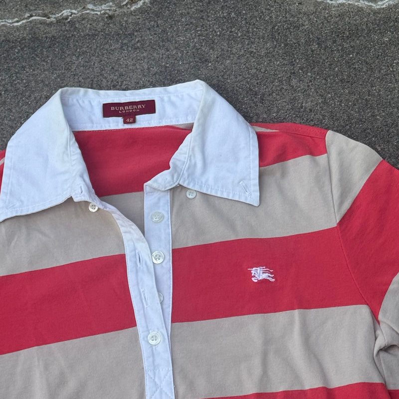 Detailansicht: Sourced limited accessories and clothes Burberry London striped vintage womens poloshirt – Logo, Nähte oder Material
