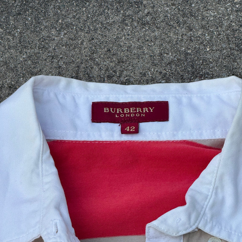 Detailansicht: Sourced limited accessories and clothes Burberry London striped vintage womens poloshirt – Logo, Nähte oder Material