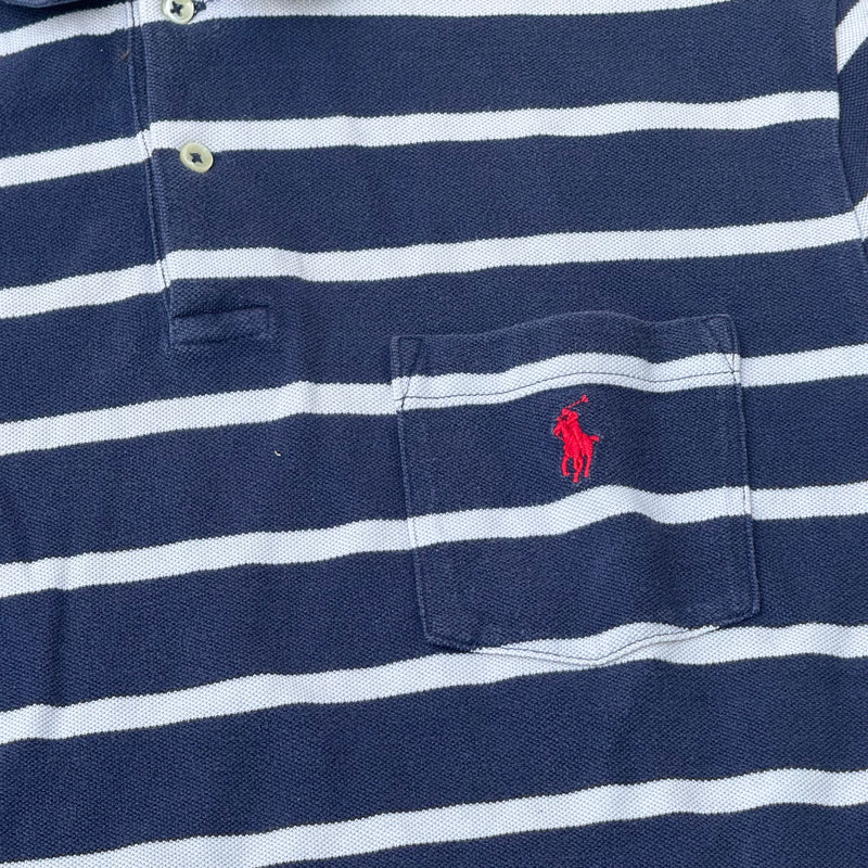 Detailansicht: Sourced limited accessories and clothes Polo Ralph Lauren vintage striped poloshirt – Logo, Nähte oder Material