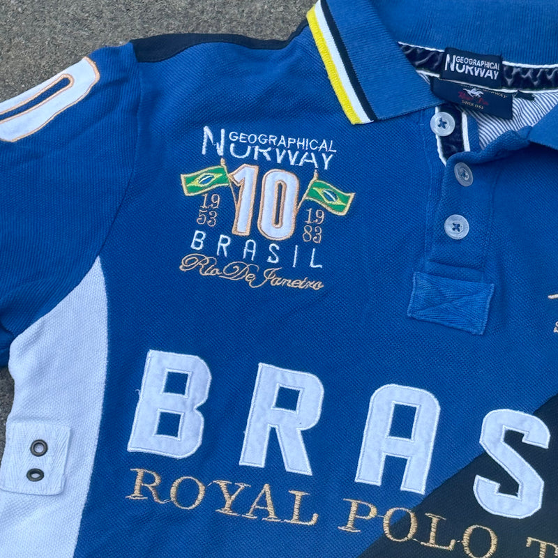 Detailansicht: Sourced limited accessories and clothes Geographical Norway Brasil streetwear polo – Logo, Nähte oder Material