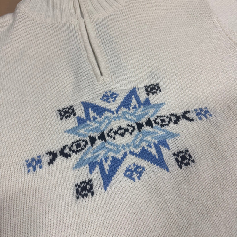 Detailansicht: Sourced limited accessories and clothes Vintage knitted Y2K quarter zip sweatshirt – Logo, Nähte oder Material