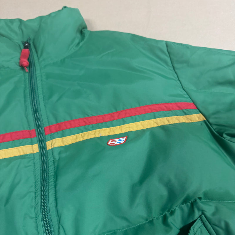 Detailansicht: Sourced limited accessories and clothes DSL 55 Diesel vintage green puffer jacket – Logo, Nähte oder Material