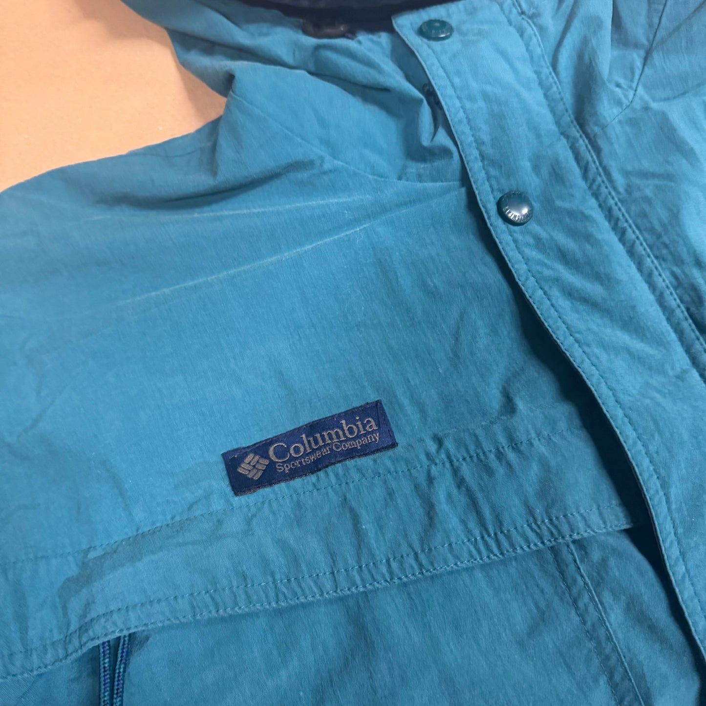 Columbia turquoise raincoat