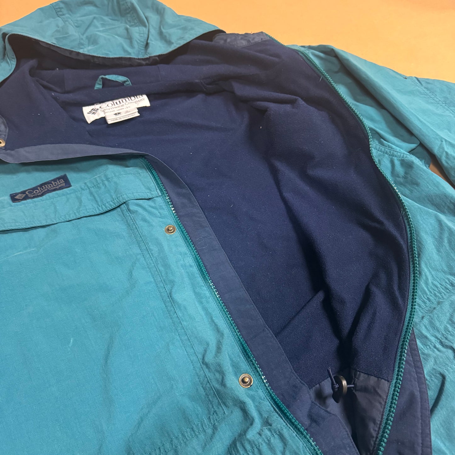Columbia turquoise raincoat