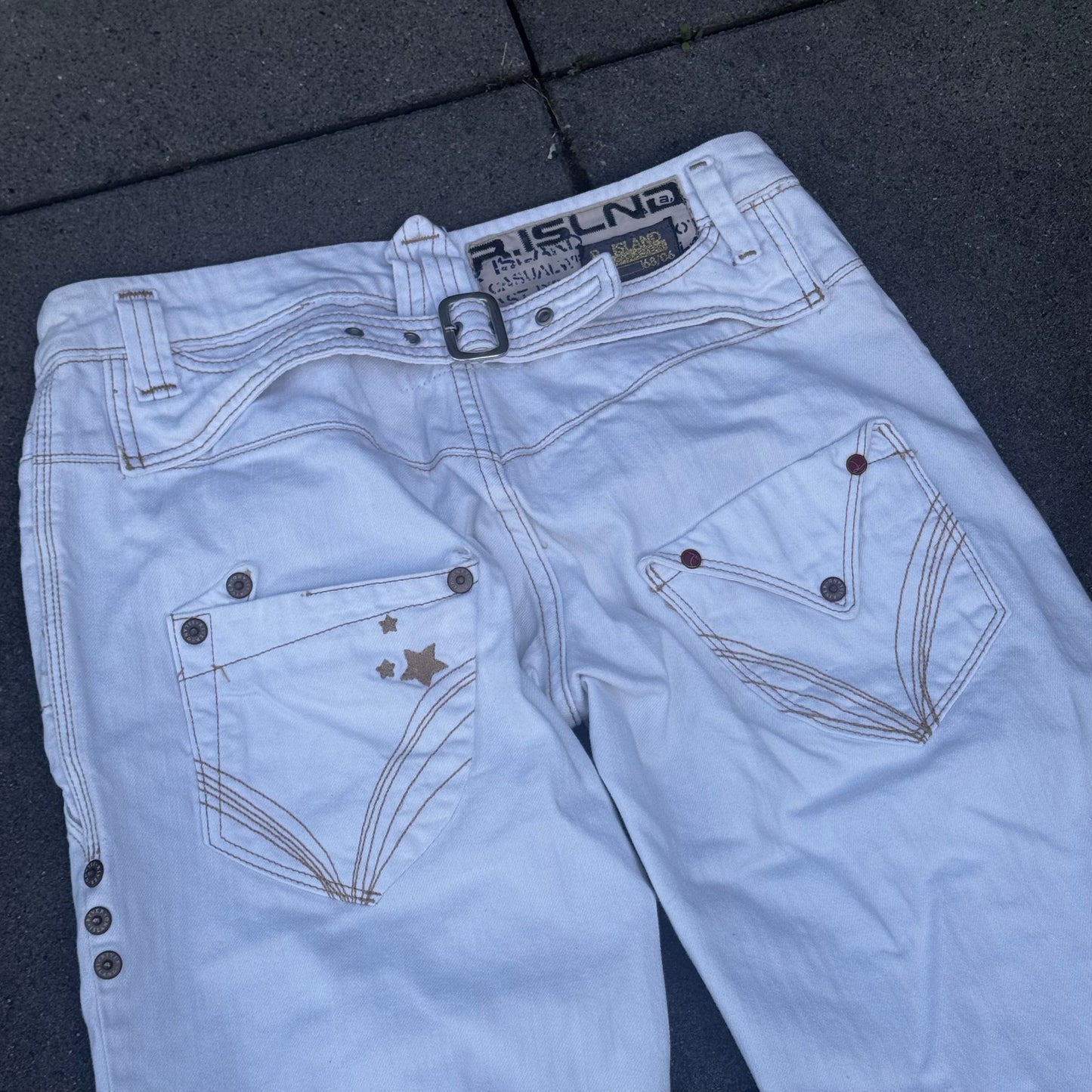 River Island white bootcut jeans retro