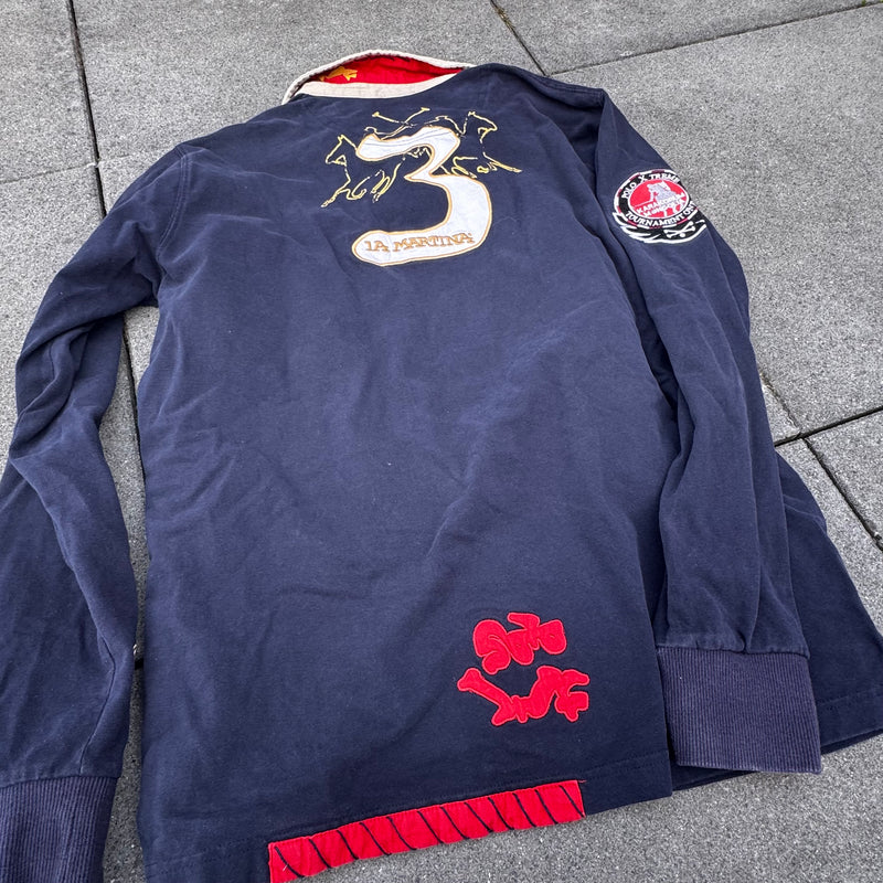 Detailansicht: Sourced limited accessories and clothes La Martina Karakorum Mongolia longsleeve polo – Logo, Nähte oder Material