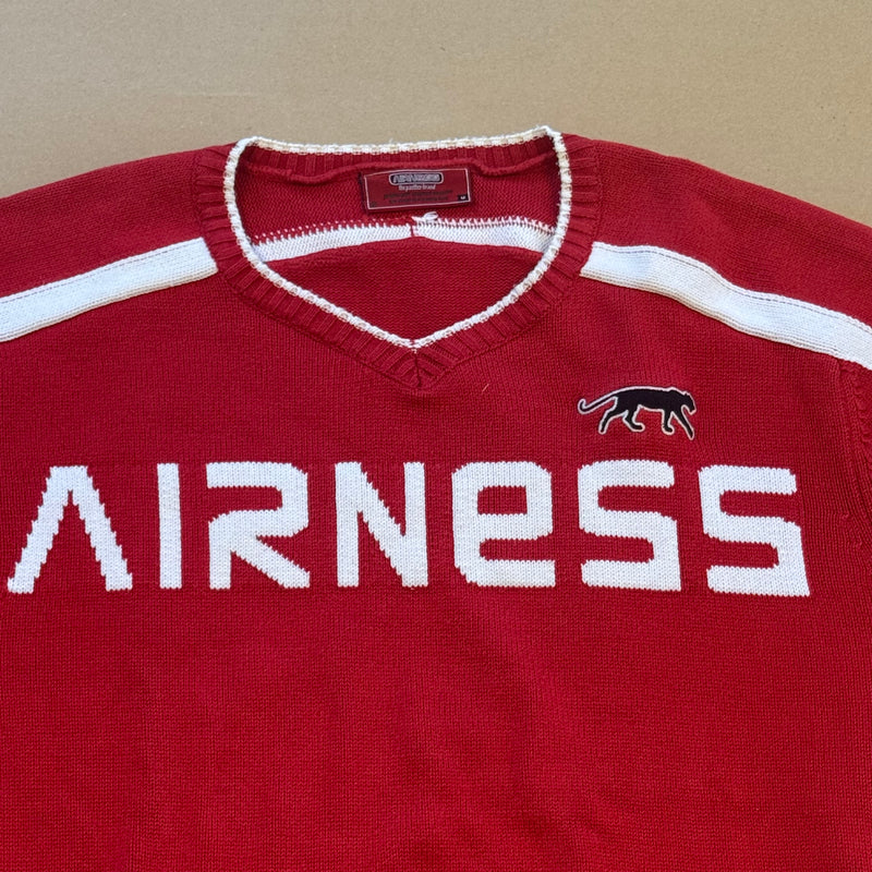 Detailansicht: Sourced limited accessories and clothes Airness knitted red sweatshirt – Logo, Nähte oder Material