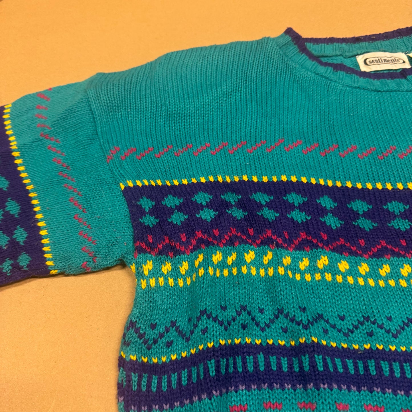 Vintage Sentiments blue knitted sweatshirt