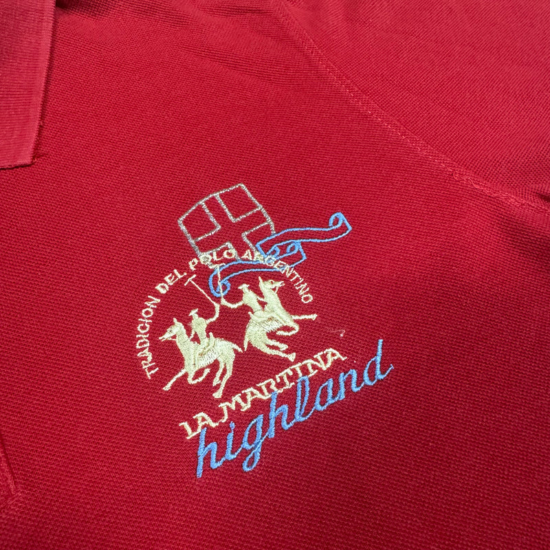 Detailansicht: Sourced limited accessories and clothes La Martina Highland red polo shirt – Logo, Nähte oder Material