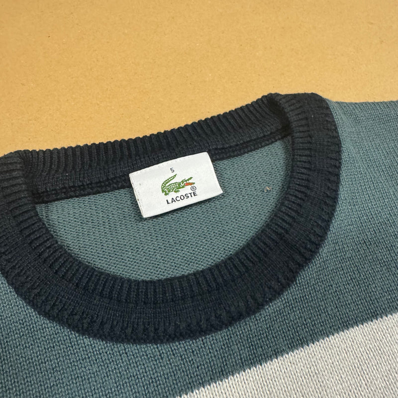 Detailansicht: Sourced limited accessories and clothes Vintage Lacoste striped knitted sweater – Logo, Nähte oder Material