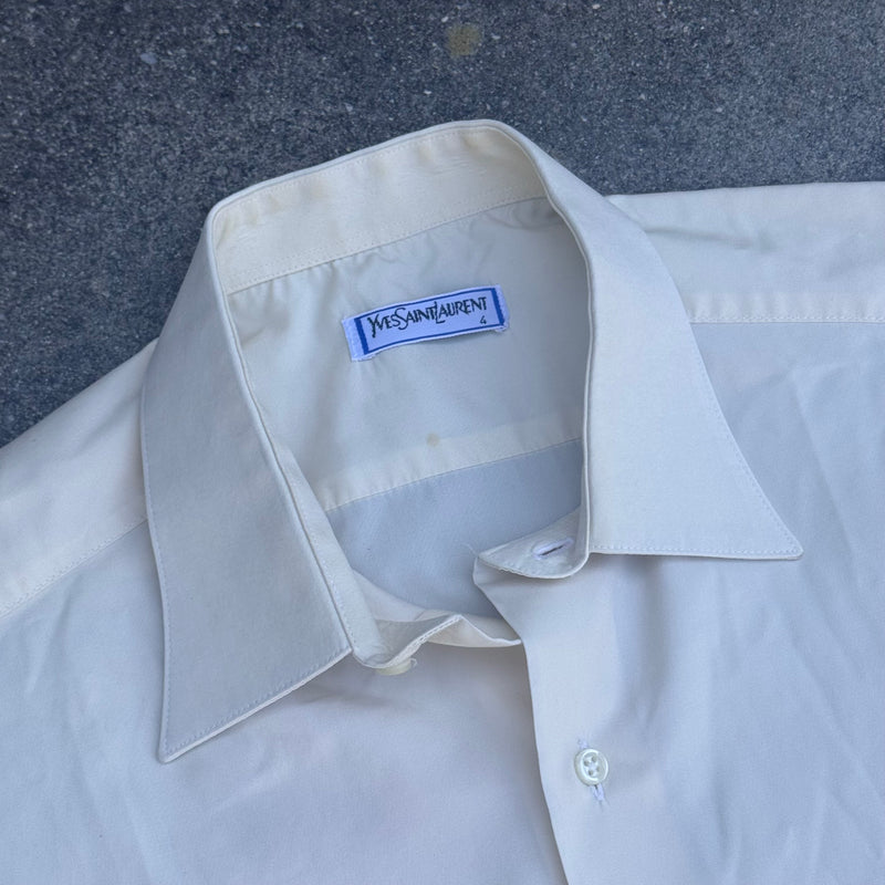 Detailansicht: Sourced limited accessories and clothes Yves Saint Laurent cream summer shirt – Logo, Nähte oder Material