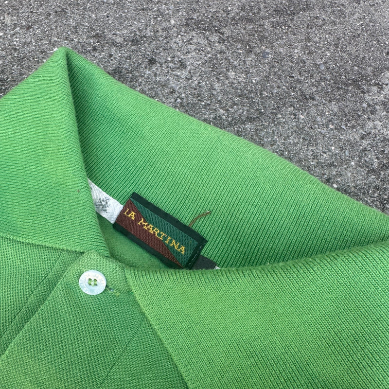 Detailansicht: Sourced limited accessories and clothes La Martina Porsche 2011 longsleeve green polo – Logo, Nähte oder Material