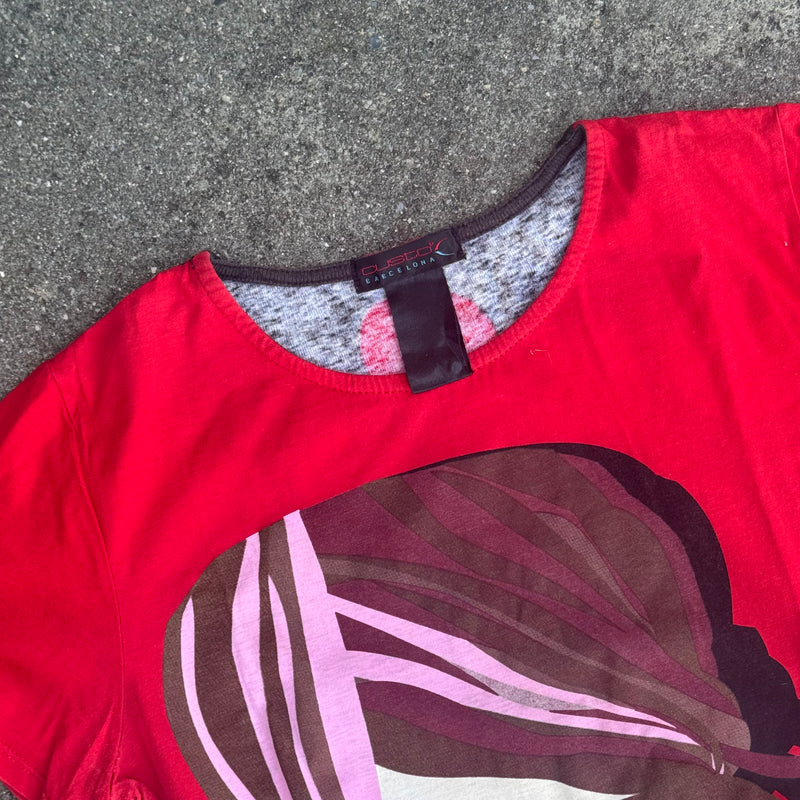 Detailansicht: Sourced limited accessories and clothes Custo Barcelona y2k red summer top – Logo, Nähte oder Material
