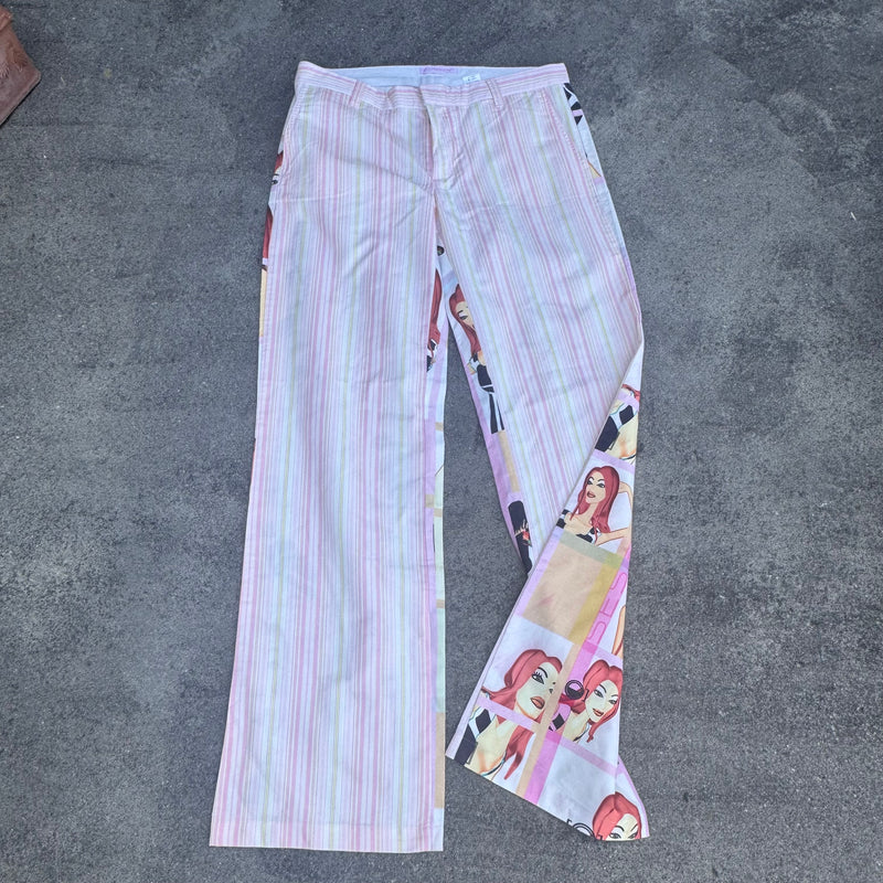 Detailansicht: Sourced limited accessories and clothes Custo Barcelona graphic loose summer pants – Logo, Nähte oder Material