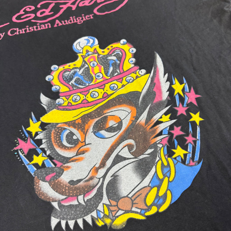 Detailansicht: Sourced limited accessories and clothes Ed Hardy graphic Y2K wolf t-shirt – Logo, Nähte oder Material