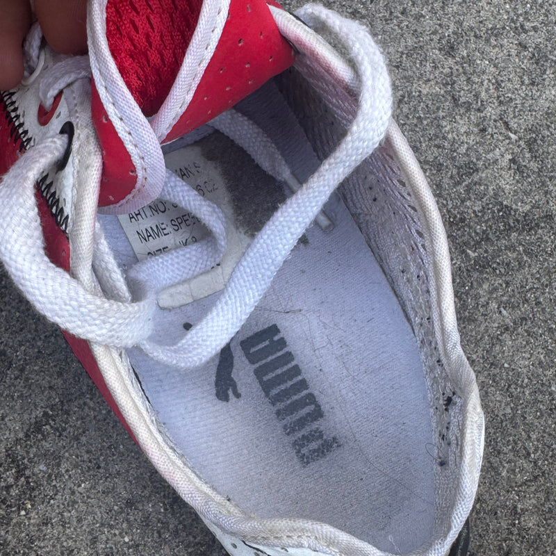 Detailansicht: Sourced limited accessories and clothes Puma Speedcat white and red sneakers – Logo, Nähte oder Material