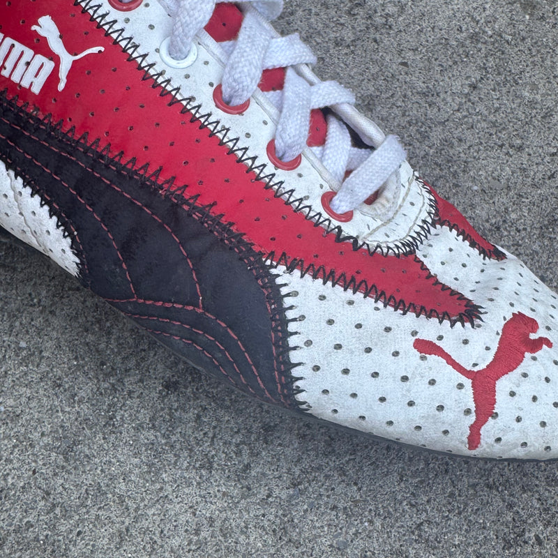 Detailansicht: Sourced limited accessories and clothes Puma Speedcat white and red sneakers – Logo, Nähte oder Material