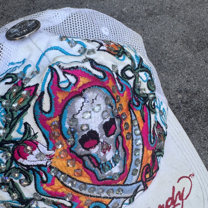 Detailansicht: Sourced limited accessories and clothes Ed Hardy skull vintage rhinestones cap – Logo, Nähte oder Material
