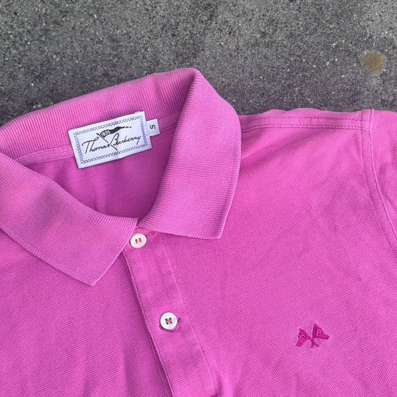 Detailansicht: Sourced limited accessories and clothes Thomas Burberry vintage pink poloshirt – Logo, Nähte oder Material