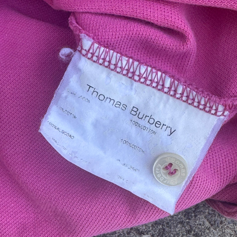 Detailansicht: Sourced limited accessories and clothes Thomas Burberry vintage pink poloshirt – Logo, Nähte oder Material