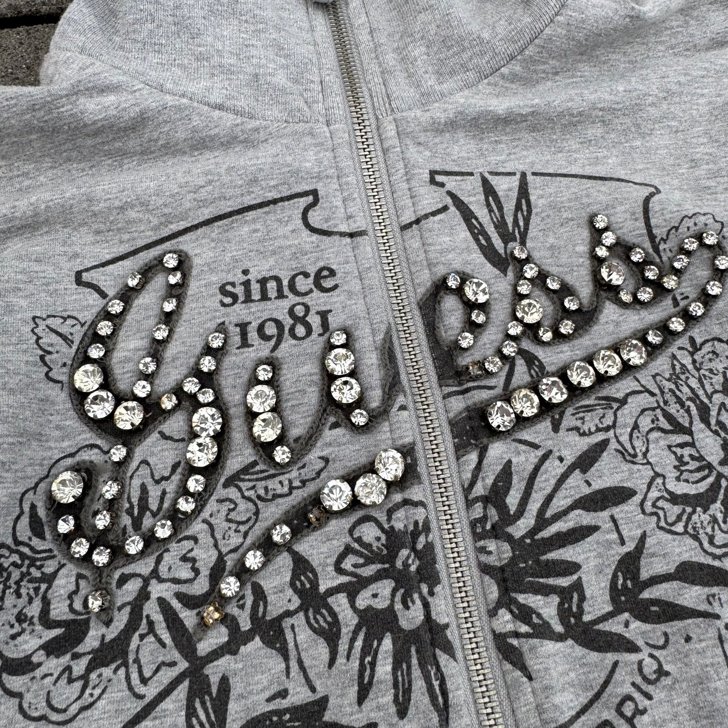Guess Erique Par vintage rhinestones zip-up